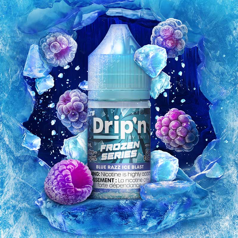 Shop Drip'n by Envi Frozen Salt Juice - Blue Razz Ice Blast - at Vapeshop Mania