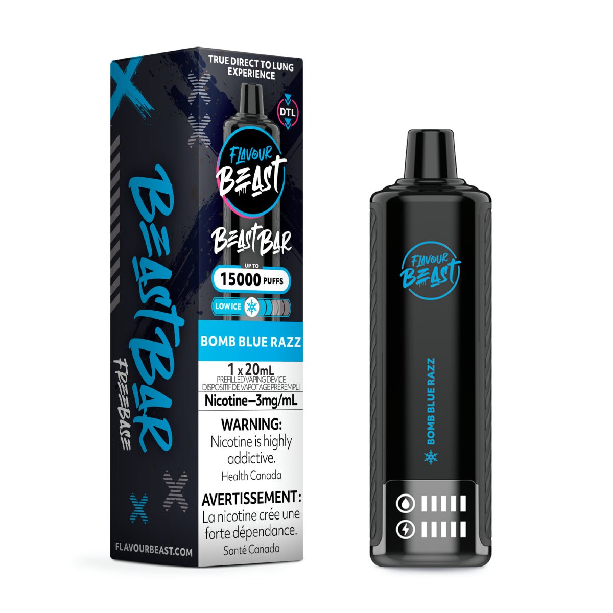 Shop Flavour Beast Beast Bar 15K Disposable - Bomb Blue Razz Low Ice - at Vapeshop Mania