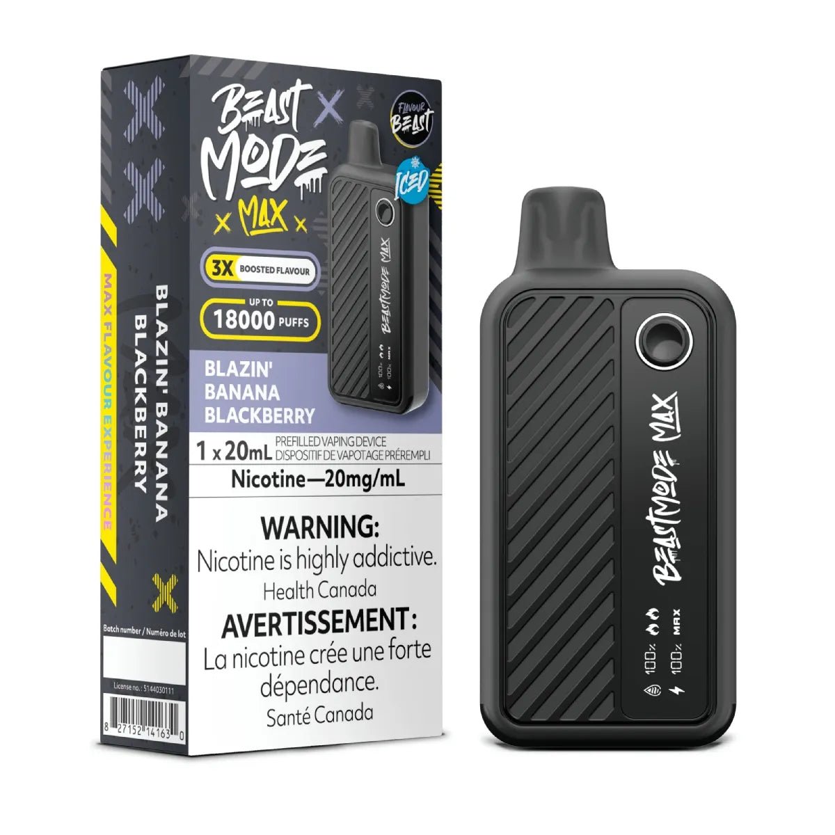 Shop Flavour Beast Beast Mode Max 18K Disposable - Blazin' Banana Blackberry - at Vapeshop Mania