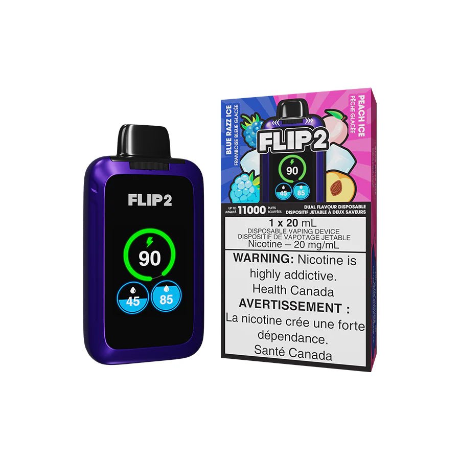 Shop Flip 2 11000 Disposable - Blue Razz Ice And Peach Ice - at Vapeshop Mania