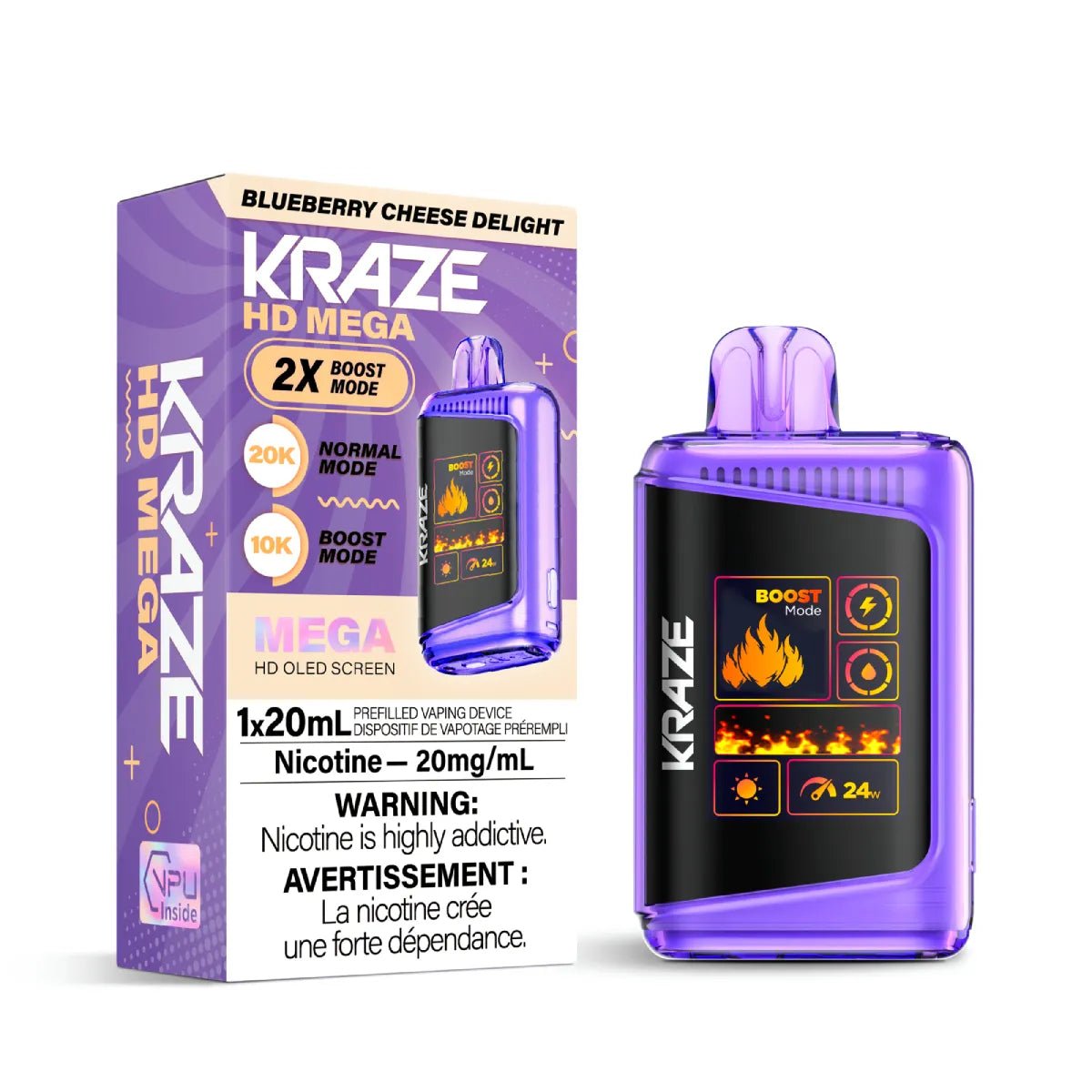 Shop Kraze HD Mega 20K Disposable - Blueberry Cheese Delight - at Vapeshop Mania