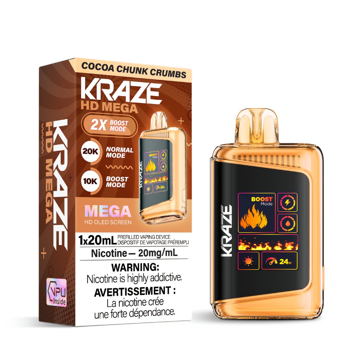 Shop Kraze HD Mega 20K Disposable - Cocoa Chunk Crumbs - at Vapeshop Mania