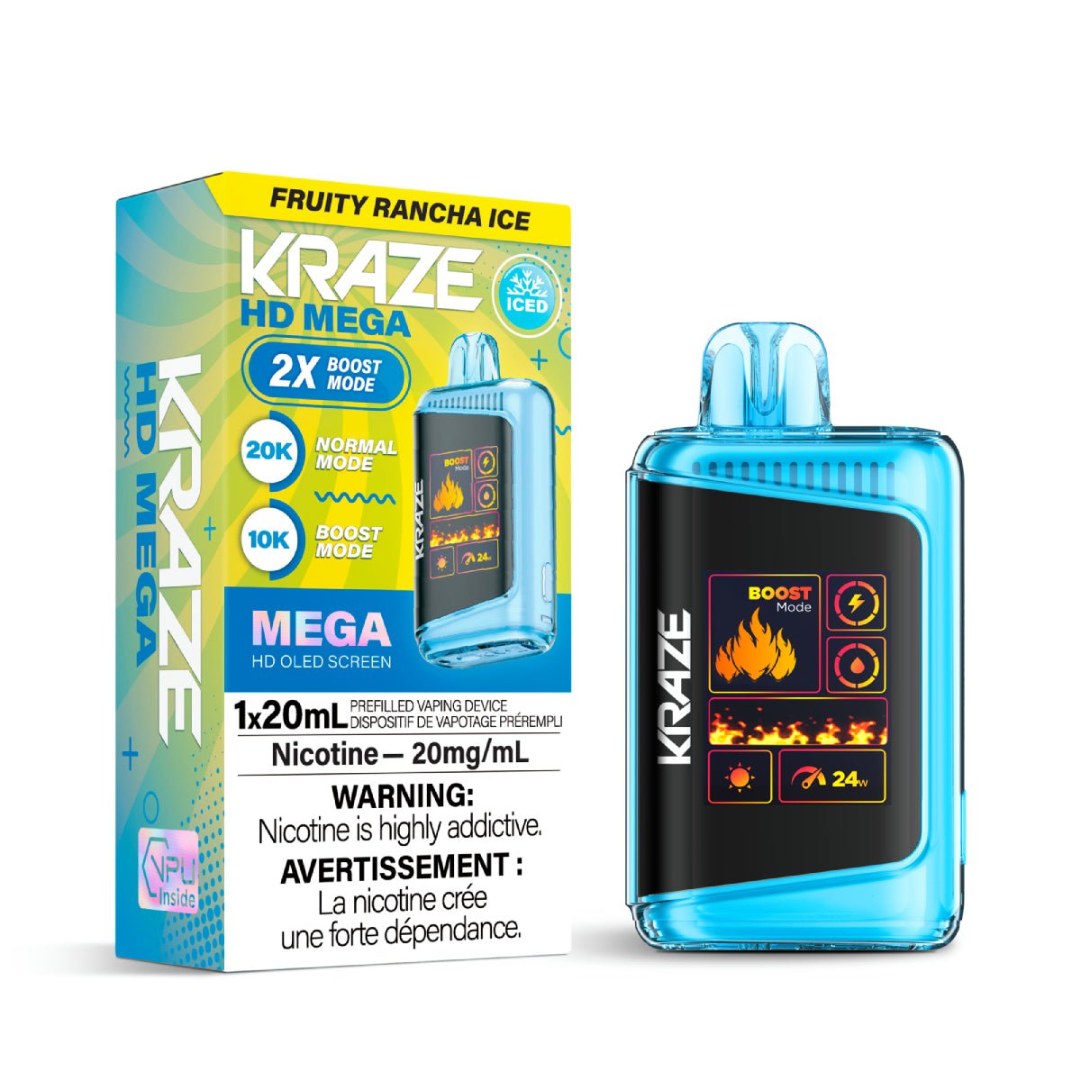 Shop Kraze HD Mega 20K Disposable - Fruity Rancha Ice - at Vapeshop Mania