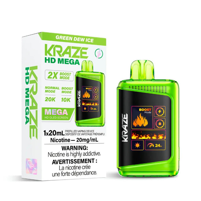 Shop Kraze HD Mega 20K Disposable - Green Dew Ice - at Vapeshop Mania