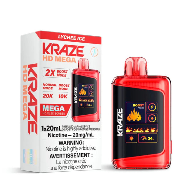 Shop Kraze HD Mega 20K Disposable - Lychee Ice - at Vapeshop Mania