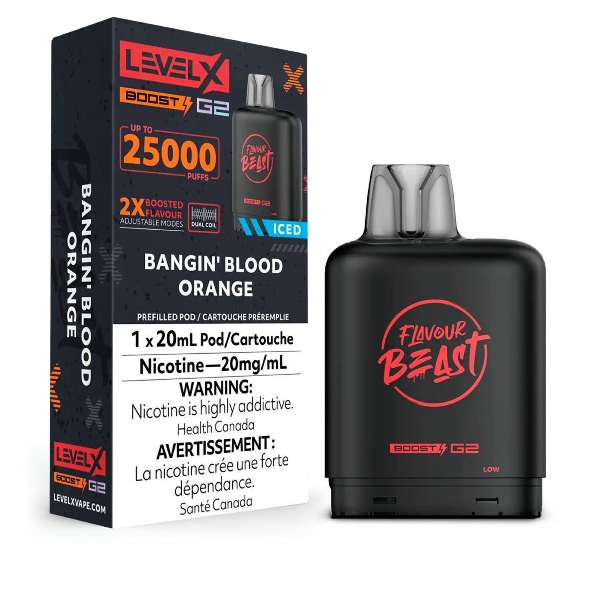 Shop Level X Boost Pod 20ml - Flavour Beast - Bangin' Blood Orange Iced - at Vapeshop Mania