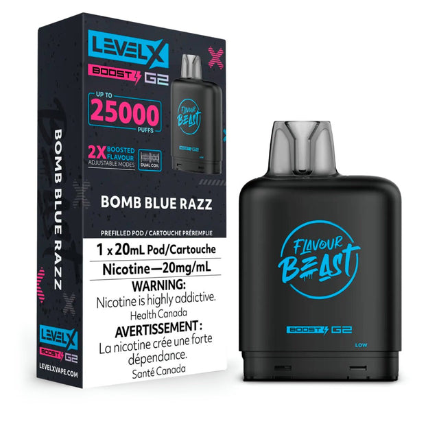 Shop Level X Boost Pod 20ml - Flavour Beast - Bomb Blue Razz - at Vapeshop Mania