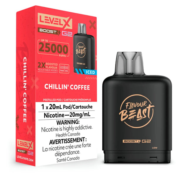 Shop Level X Boost Pod 20ml - Flavour Beast - Chillin' Coffee Iced - at Vapeshop Mania