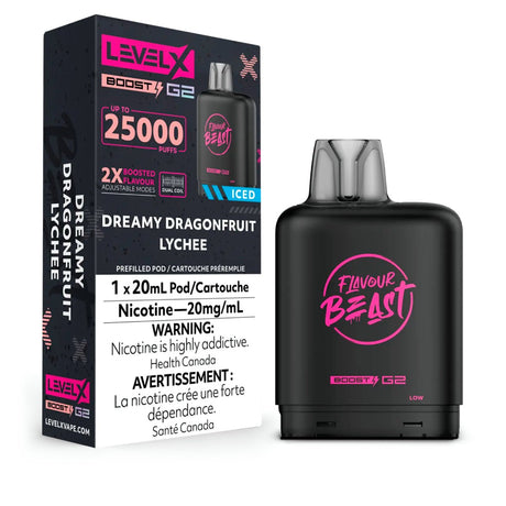 Shop Level X Boost Pod 20ml - Flavour Beast - Dreamy Dragonfruit Lychee Iced - at Vapeshop Mania