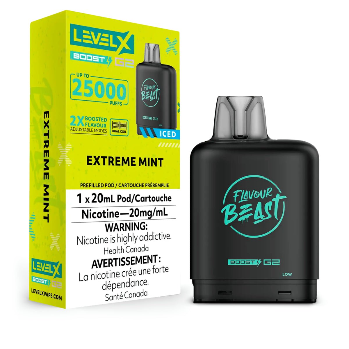 Shop Level X Boost Pod 20ml - Flavour Beast - Extreme Mint Iced - at Vapeshop Mania