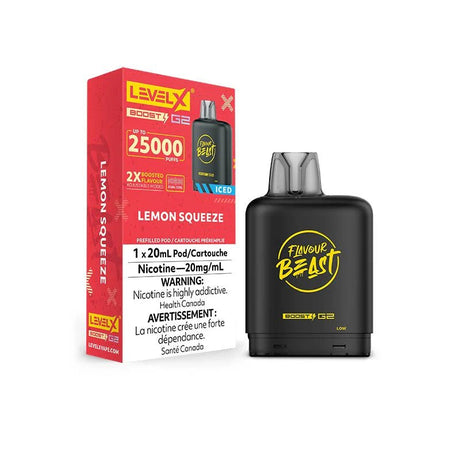 Shop Level X Boost Pod 20mL - Flavour Beast - Lemon Squeeze - at Vapeshop Mania