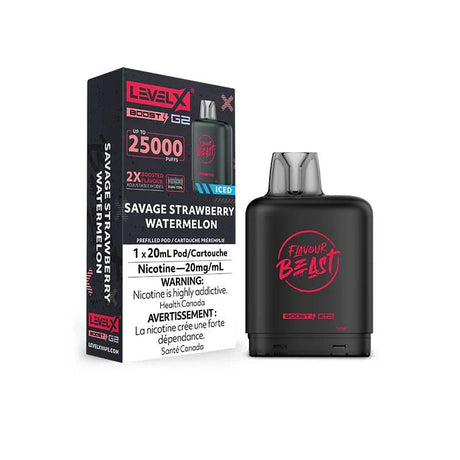 Shop Level X Boost Pod 20mL - Flavour Beast - Savage Strawberry Watermelon - at Vapeshop Mania