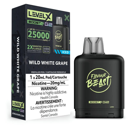 Shop Level X Boost Pod 20ml - Flavour Beast - Wild White Grape Iced - at Vapeshop Mania