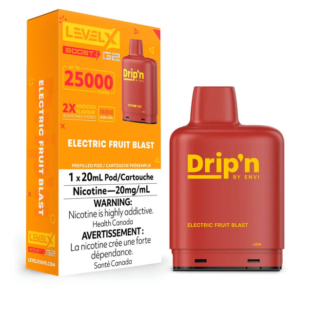 Shop Level X Drip'n Boost 25K Pod 20ml Pod - Electric Fruit Blast - at Vapeshop Mania