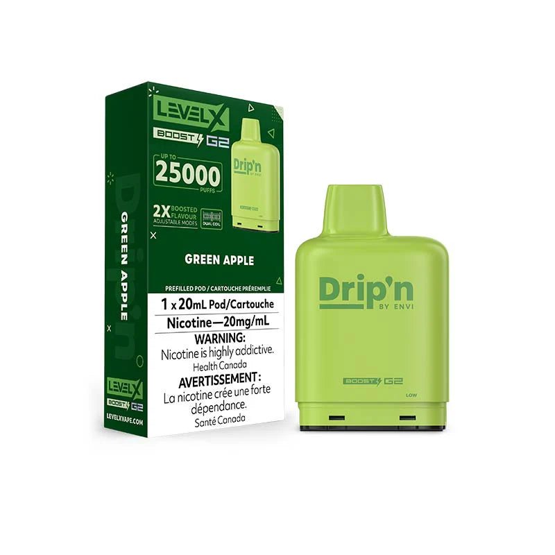 Shop Level X Drip'n Boost G2 Pod - Green Apple - at Vapeshop Mania