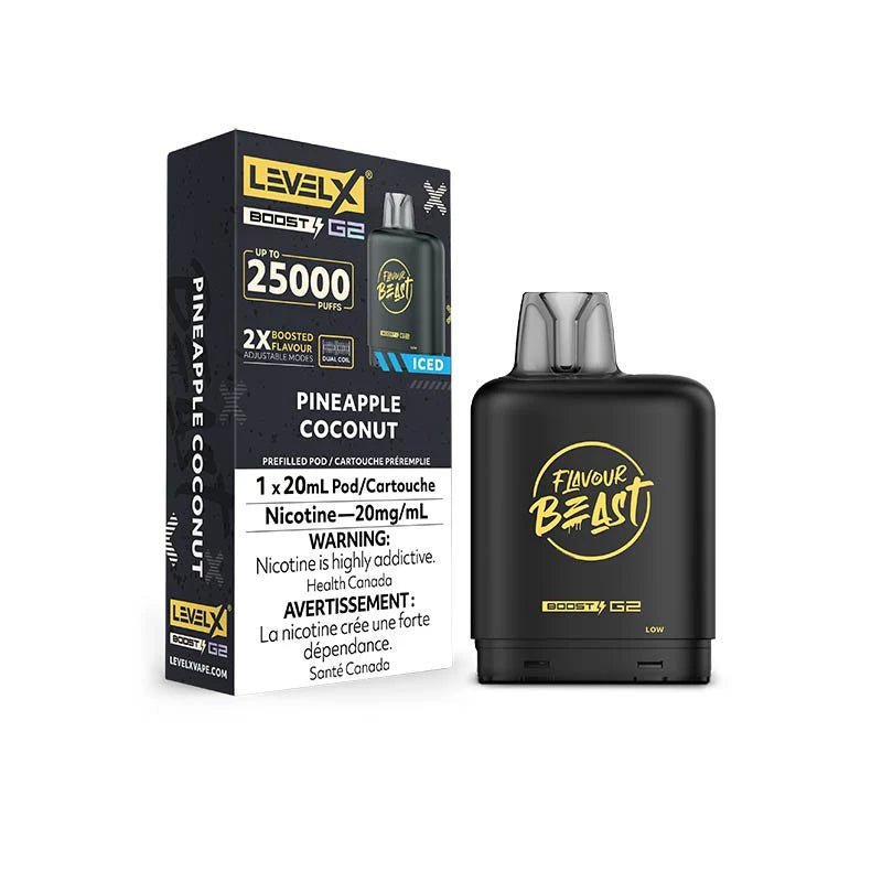 Shop Level X Flavour Beast Boost 25K Pod 20ml - Pineapple Coconut Iced - at Vapeshop Mania