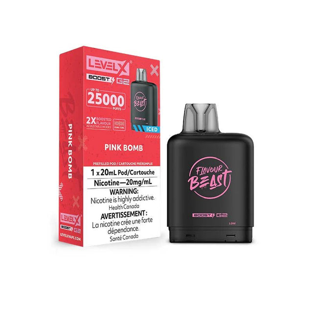 Shop Level X Flavour Beast Boost 25K Pod 20ml - Pink Bomb Iced - at Vapeshop Mania