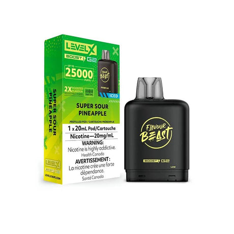 Shop Level X Flavour Beast Boost 25K Pod 20ml - Super Sour Pineapple Iced - at Vapeshop Mania