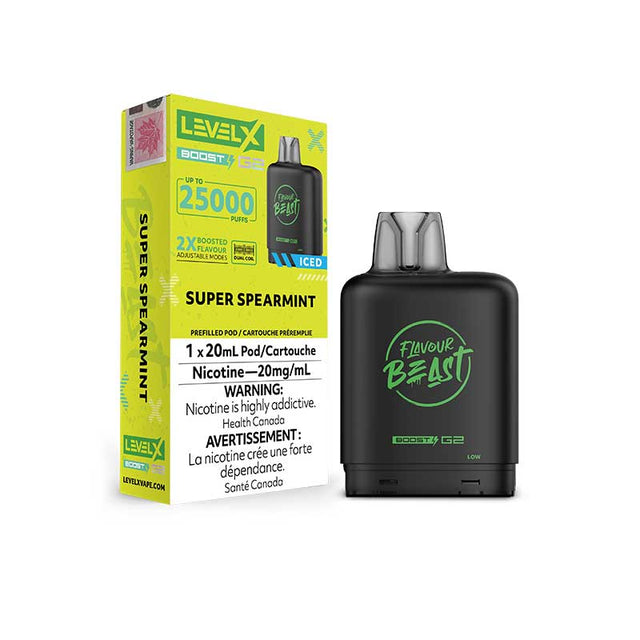 Shop Level X Flavour Beast Boost G2 Pod - Super Spearmint - at Vapeshop Mania