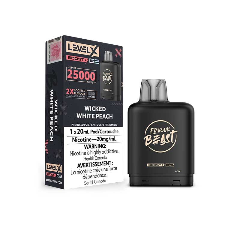 Shop Level X Flavour Beast Boost G2 Pod - Wicked White Peach - at Vapeshop Mania