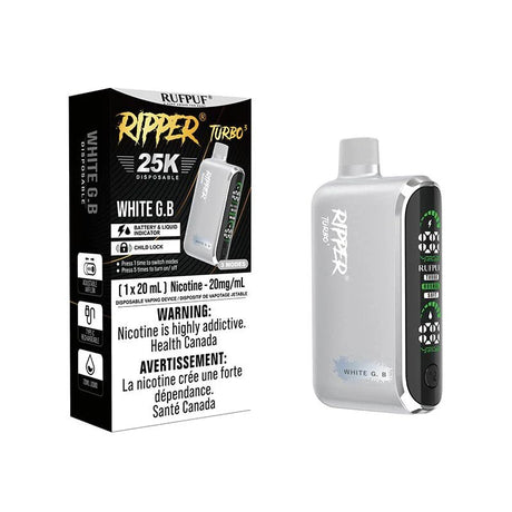 Shop Ripper Turbo 3 25K Disposable - White G.B - at Vapeshop Mania