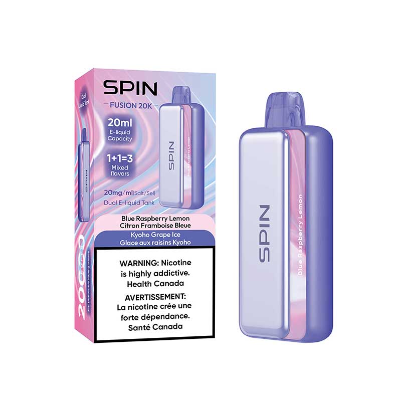 Shop Spin Fusion 20K Disposable - Blue Raspberry Lemon and Kyoho Grape Ice - at Vapeshop Mania