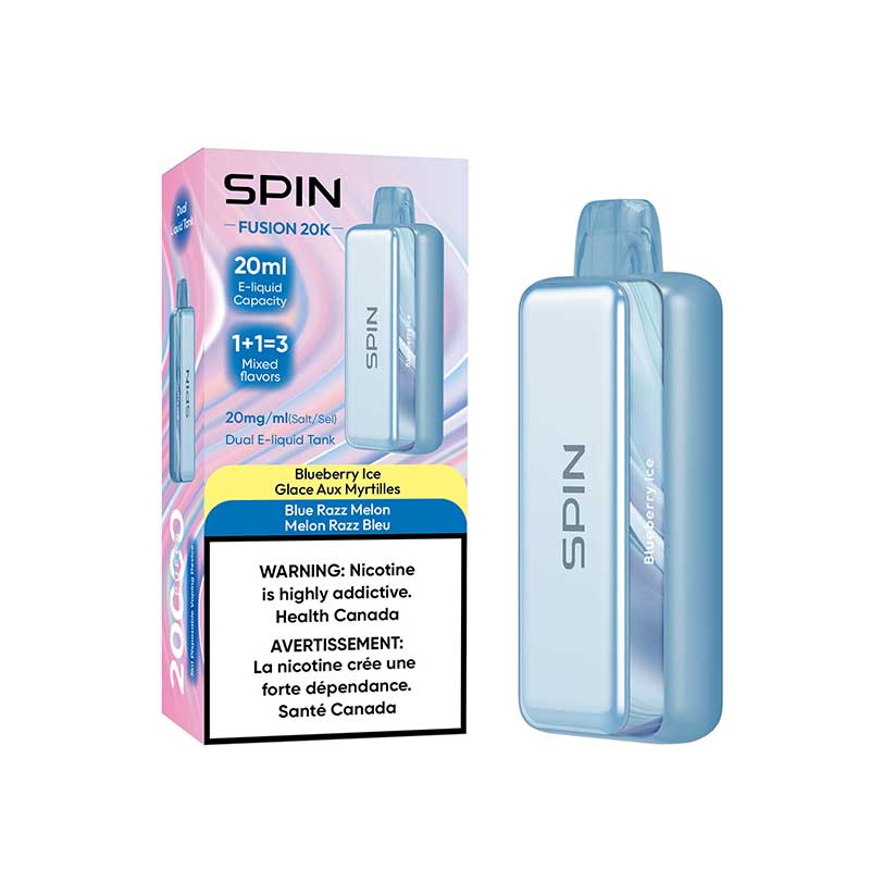 Shop Spin Fusion 20K Disposable - Blueberry Ice and Blue Razz Melon - at Vapeshop Mania