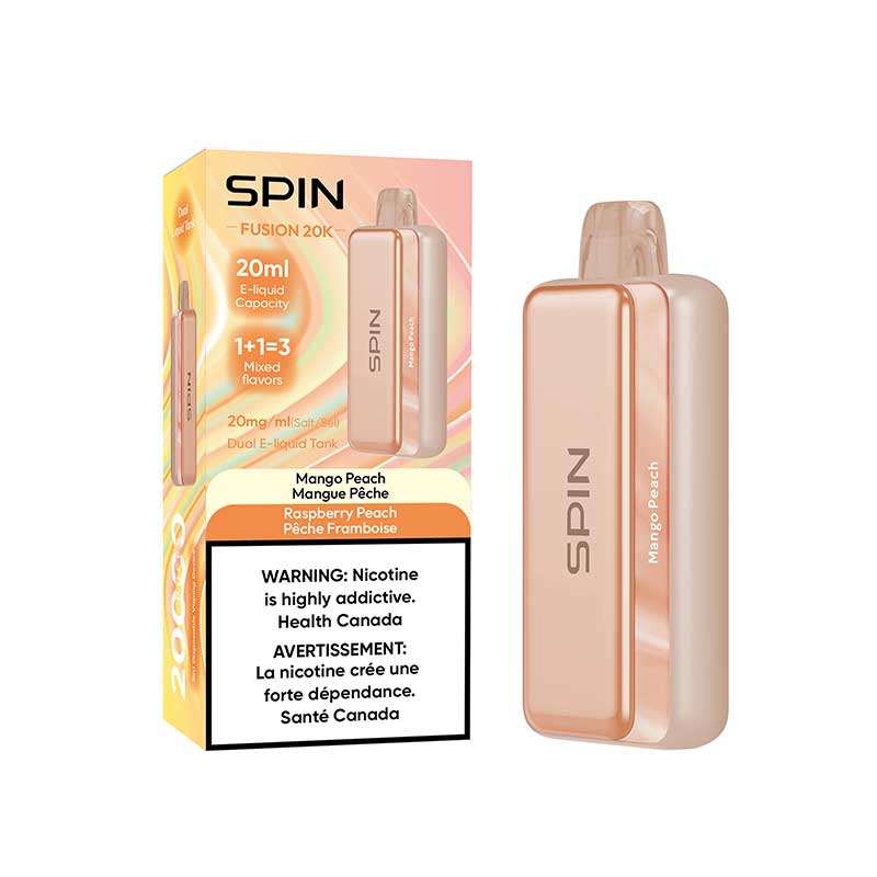 Shop Spin Fusion 20K Disposable - Mango Peach and Raspberry Peach - at Vapeshop Mania