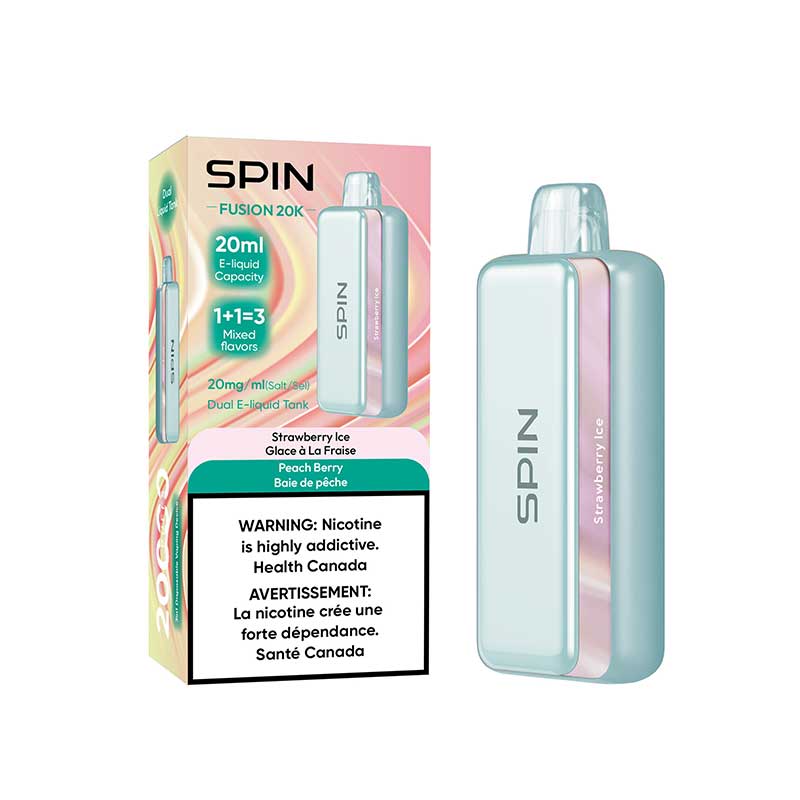 Shop Spin Fusion 20K Disposable - Strawberry Ice and Peach Berry - at Vapeshop Mania