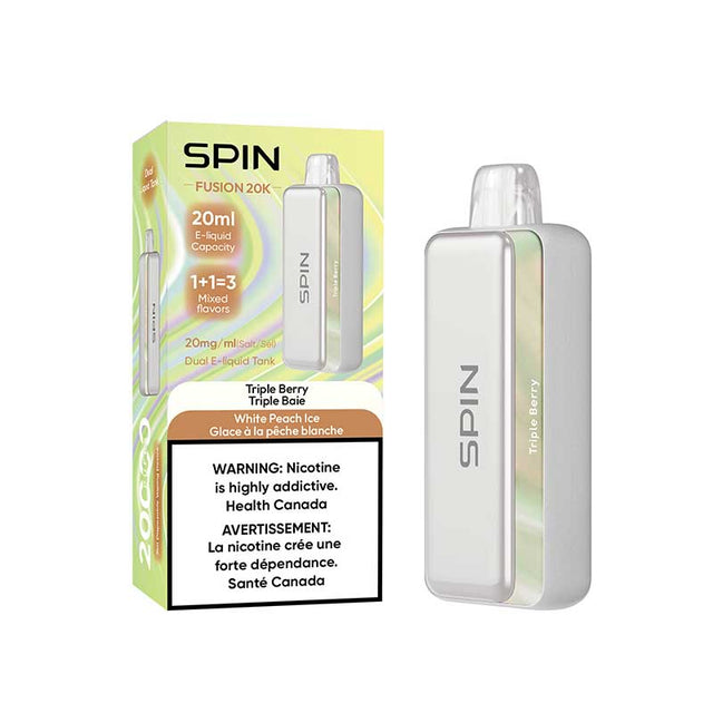 Shop Spin Fusion 20K Disposable - Triple Berry and White Peach Ice - at Vapeshop Mania