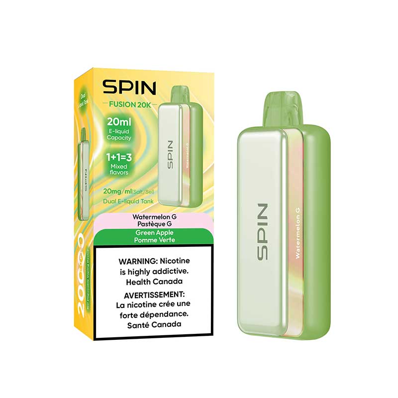 Shop Spin Fusion 20K Disposable - Watermelon G and Green Apple - at Vapeshop Mania