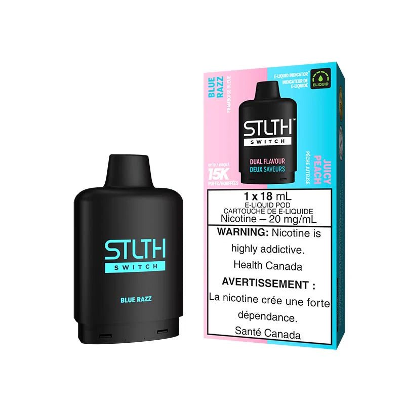 Shop STLTH Switch 15K Pod Pack - Blue Razz & Juicy Peach - at Vapeshop Mania