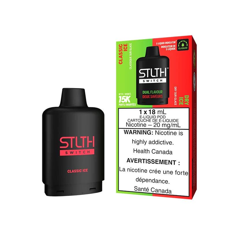 Shop STLTH Switch 15K Pod Pack - Classic Ice & Dry Ice - at Vapeshop Mania