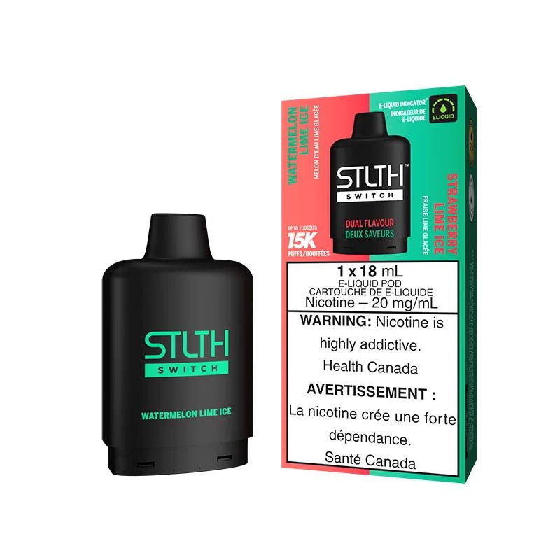 Shop STLTH Switch 15K Pod Pack - Watermelon Lime Ice & Strawberry Lime Ice - at Vapeshop Mania