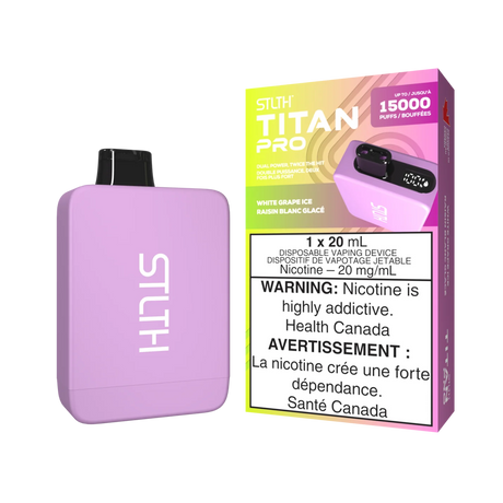 Shop STLTH Titan Pro 15K Disposable - White Grape Ice - at Vapeshop Mania