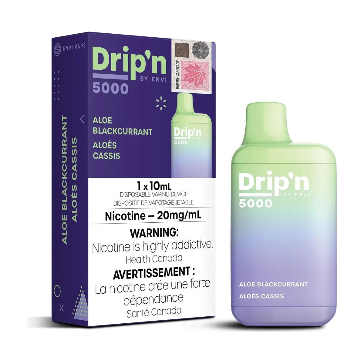 Shop Drip'n by Envi 5000 Disposable - Aloe Blackcurrant - at Vapeshop Mania