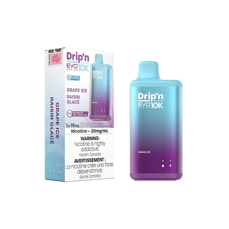 Shop Drip'n by Envi EVO Series 10K Disposable - Grape Ice - at Vapeshop Mania