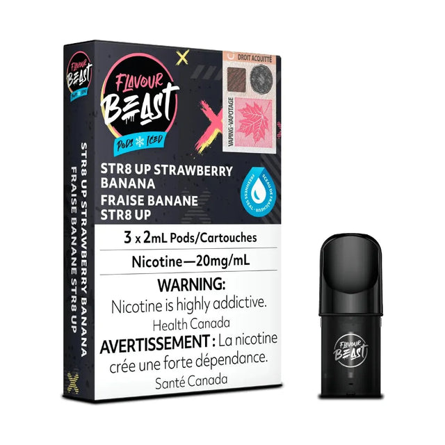 Shop Flavour Beast Pod Pack - STR8 Up Strawberry Banana Iced (3/PK) - at Vapeshop Mania