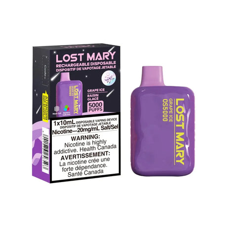 Shop Lost Mary OS5000 Disposable - Grape Ice - at Vapeshop Mania